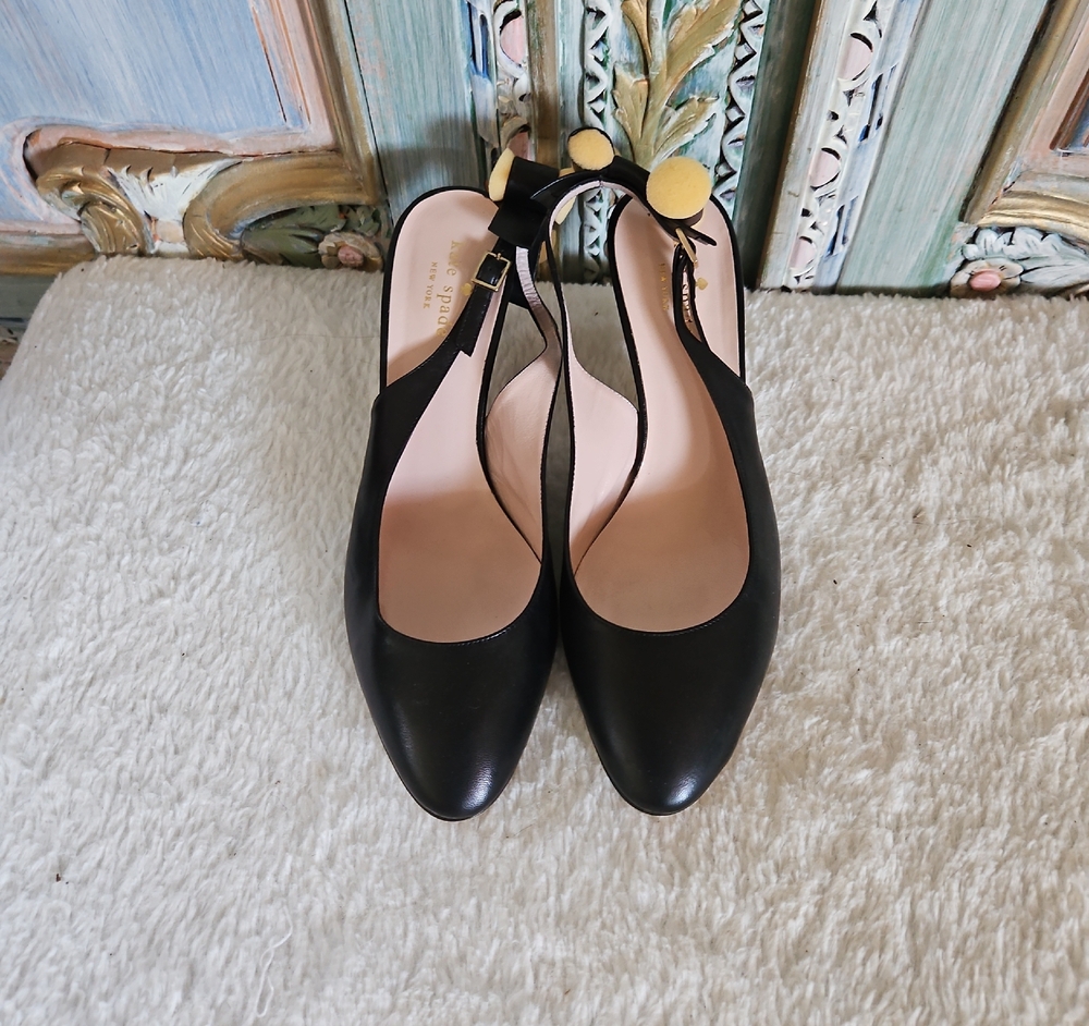 Kate Spade Black Heels with Gold Accents